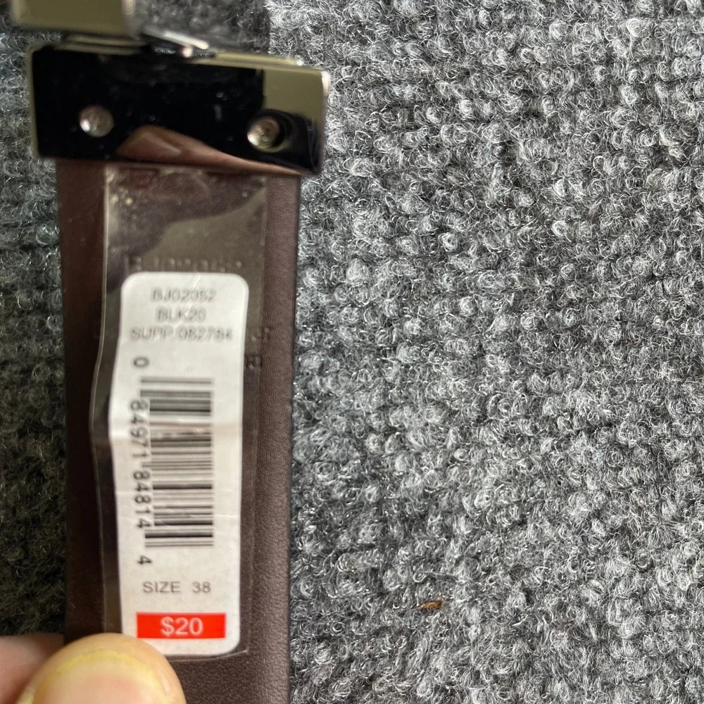 Mens Reversible Bonded Leather‎ Belt Black Brown Gunmetal Buckle Size 38 BJ02052